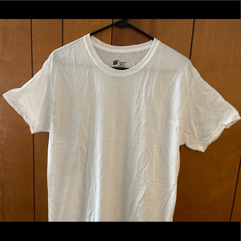 NWT Hanes Men's White Crew T-Shirt Undershirts Short Sleeve Shirt Tee Top M - Picture 3 of 7